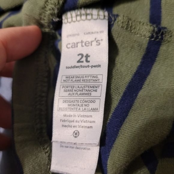 Carter's Kid's 2T Pajama Pants with green blue stripes - Picture 4 of 4